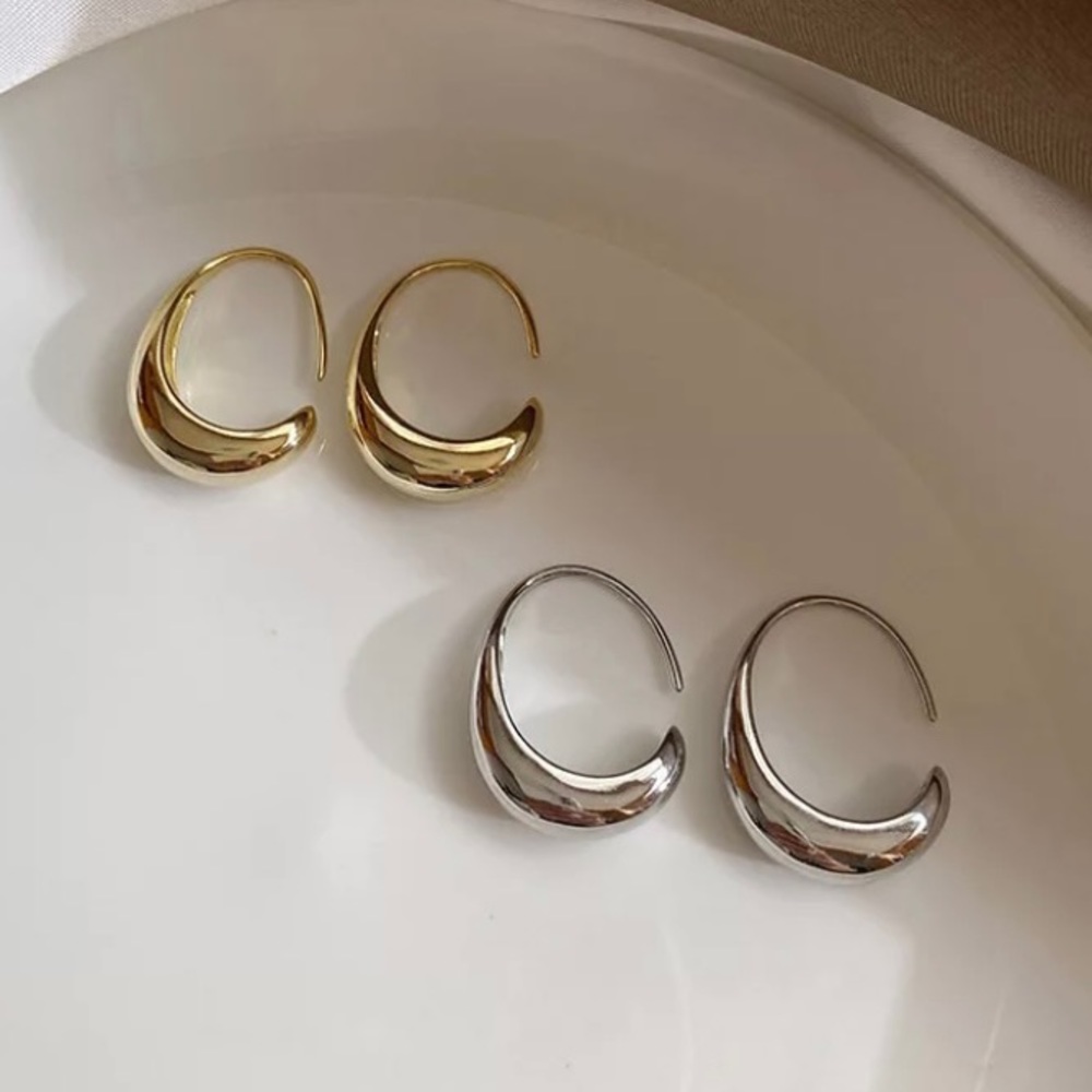 NEW 925 Sterling Silver C Shaped Hoop Drop Earrings